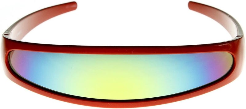 - Futuristic Narrow Cyclops Color Mirrored Lens Visor Sunglasses