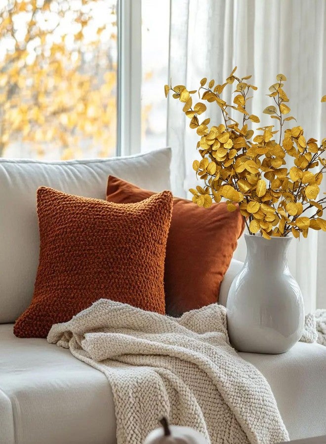 DuHouse 6 Pcs Gold Artificial Eucalyptus Stems,Faux Glitter Eucalyptus Branches for Christmas Wedding Holiday Centerpieces, Vase Filler, DIY Floral Arrangement, Home Decor - Image 4
