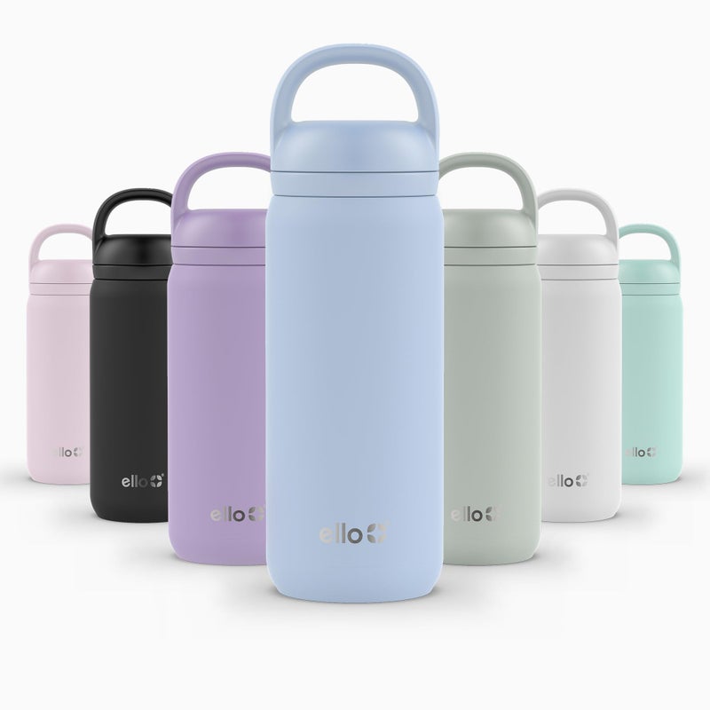 Ello Cooper Twist 18oz Kids Stainless Steel Water Bottle with Chug Lid | Leak Proof Double Walled and Vacuum Insulated | Fits Car Cupholder | Built in Carry Loop | Dishwasher Safe | Halogen Blue - Image 1