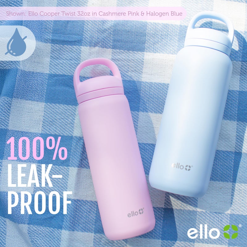 Ello Cooper Twist 18oz Kids Stainless Steel Water Bottle with Chug Lid | Leak Proof Double Walled and Vacuum Insulated | Fits Car Cupholder | Built in Carry Loop | Dishwasher Safe | Halogen Blue - Image 5