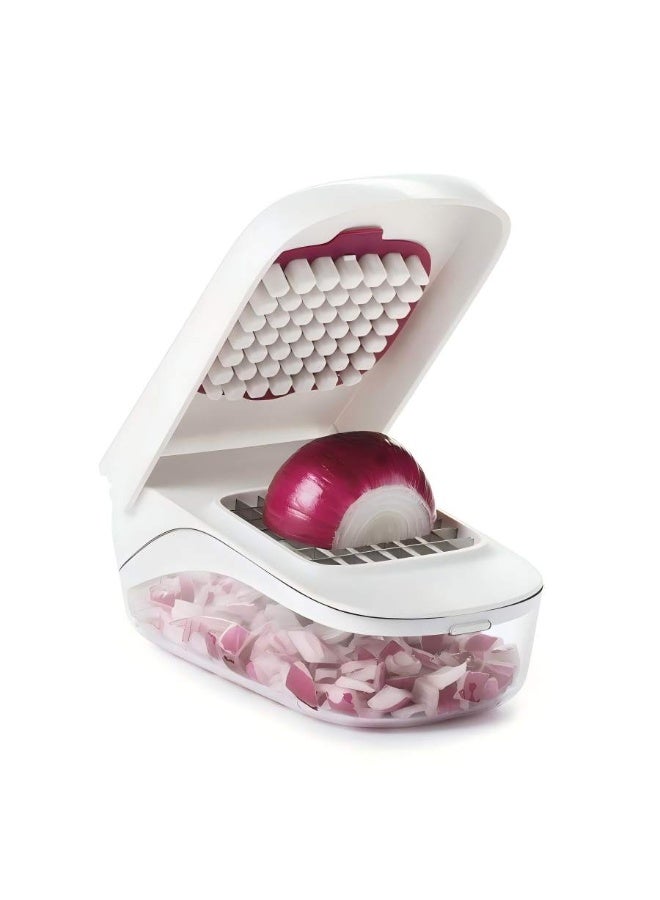 Exquisite Multi-functional Vegetable Dicer Onion Chopper, Stainless Steel Blade, White - Image 1