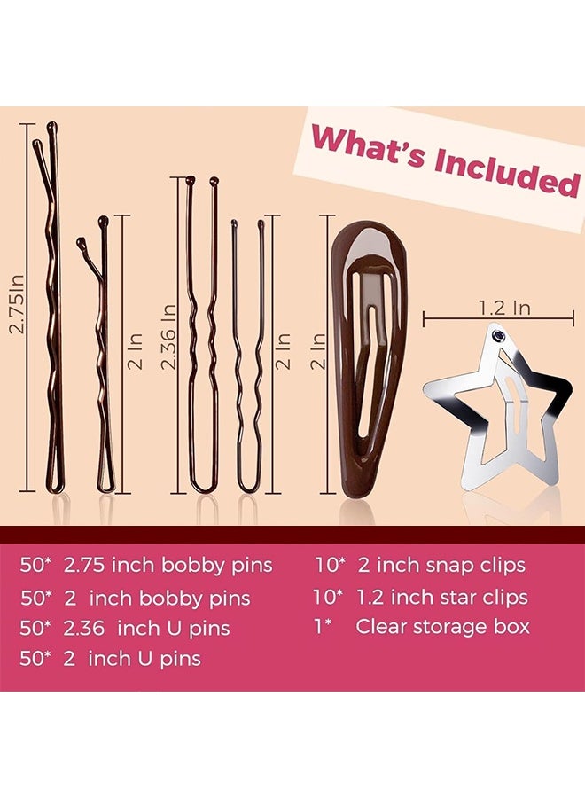 220 Pcs Hair Pins Kit,  Non-Slip Snap Barrettes with Bobby Pins Snap Clips Star Barrettes and U Shaped Hair Pins, Hair Accessories for Women Girls with Storage Box - Image 2