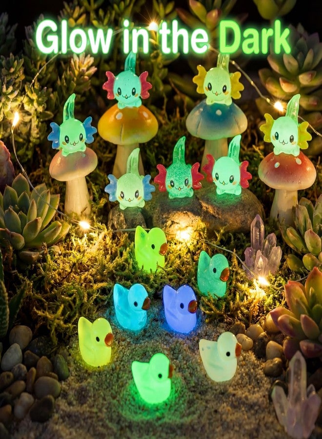 Barydat مجموعة باريدات من 50 قطعة من بط أكسولوتل صغير مضيء مصنوع من الراتنج، يتوهج في الظلام، تماثيل مصغرة لبط أكسولوتل، مثالية للعب الغميضة، ديكور بيوت الدمى، ديكور الحدائق، ألعاب للأعمال اليدوية. - Image 3