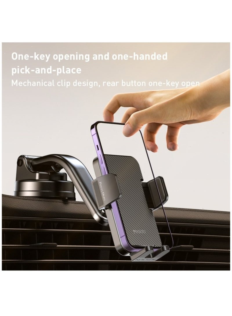 Yesido C172 Suction Cup Type Bending Arm Car Phone Holder (Black) - Image 2