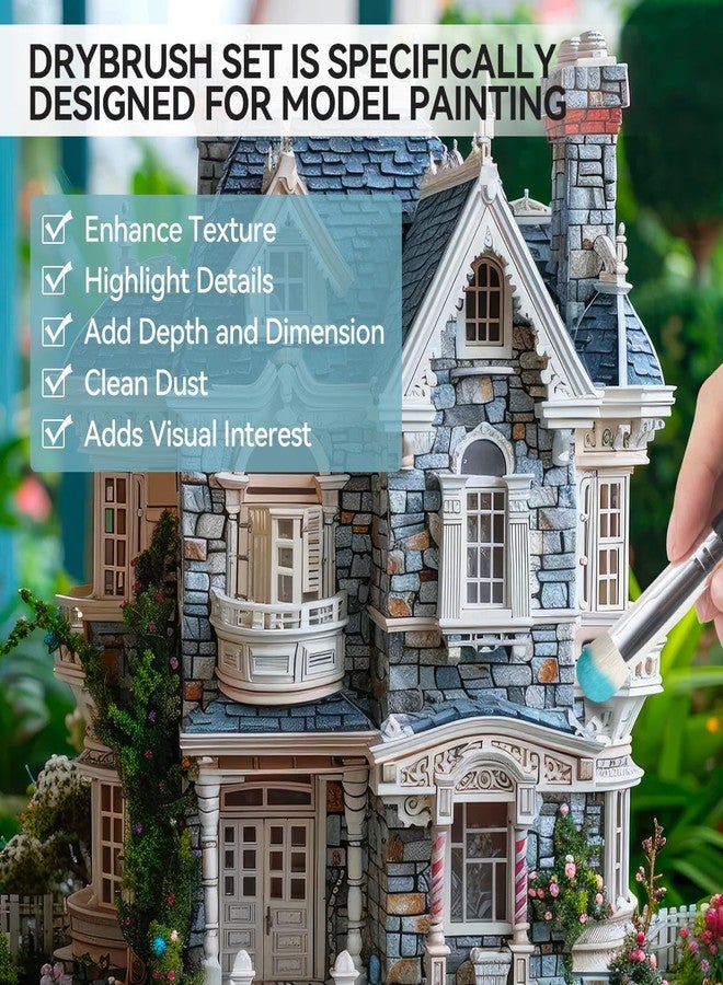 Lightwish Dry Brush Miniature Painting 9Pcs, Dry Brush Set Miniature Paint Brushes for Models Miniature Painting Watercolor Acrylic Oil Paint Gouache DIY Craft - Image 2
