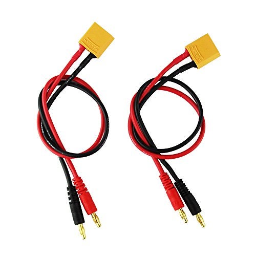 OliYin 2pcs XT90 to 4.0mm Banana Connector Charger Wire with 30cm 11.8inch 14awg Silicone Cable for FPV RC Power Supply Lipo Battery(Pack of 2) - Image 1