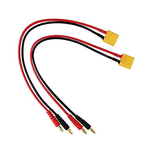 OliYin 2pcs XT90 to 4.0mm Banana Connector Charger Wire with 30cm 11.8inch 14awg Silicone Cable for FPV RC Power Supply Lipo Battery(Pack of 2) - Image 2