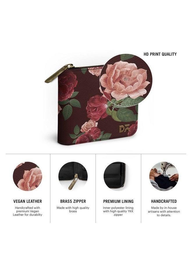 DailyObjects Lovely Blooms Women's Zip Wallet | Leather Material | Carefully Handcrafted | Holds up to 8 Cards | Slim and Easy to Fit in Pocket | Coin Pocket with Button Closure - Set of 2 (Combo) - Image 3
