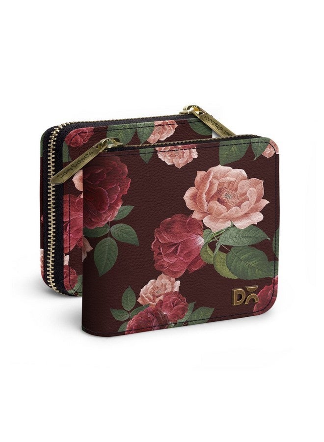 DailyObjects Lovely Blooms Women's Zip Wallet | Leather Material | Carefully Handcrafted | Holds up to 8 Cards | Slim and Easy to Fit in Pocket | Coin Pocket with Button Closure - Set of 2 (Combo) - Image 1