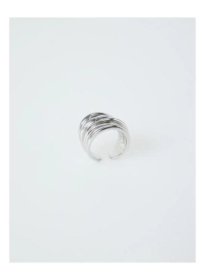 Jimmy Key Silver-Colored Spiral Shiny Ring.