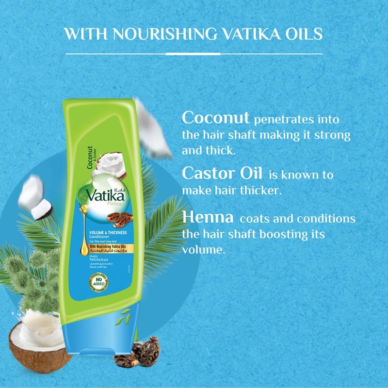 Vatika Naturals بلسم فاتيكا الطبيعي المرطب - بلسم مرطب للشعر الجاف والتالف والمجعد - تغذية عميقة بمكونات طبيعية وحناء - يقوي ويعطي لمعة - جوز الهند - 400 مل - Image 4