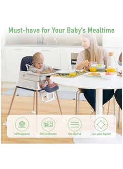 Arababy 7-In-1 Baby High Chair, Adjustable Infant Chair with Detachable Double Tray, Toddler Dining Chair for Babies (Dark Blue)  - Image 5