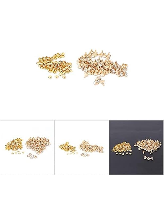100pcs Rhinestone Rivets for Punk Rock DIY Clothing (8mm Tube Gold Edge + White) - Image 2