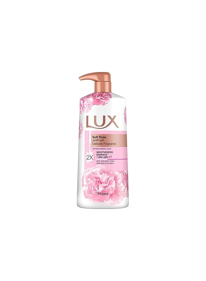 Lux Delicate Fragrance Body Wash, Soft Rose, 2x Moisturizing Essence, with 4D Hyaluronic Acid, 700ml