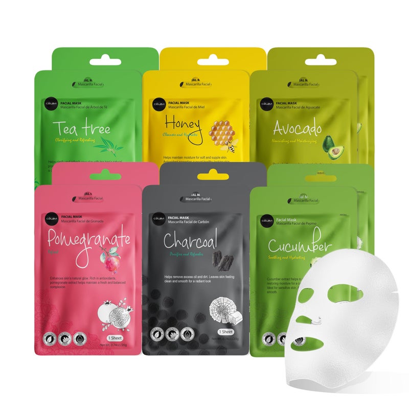 celavi Essence Facial Face Mask Paper Sheet Korea Skin Care Moisturizing 6 packs for each 6 flavors New KBeauty Skincare 36 masks in a pack Made in Korea