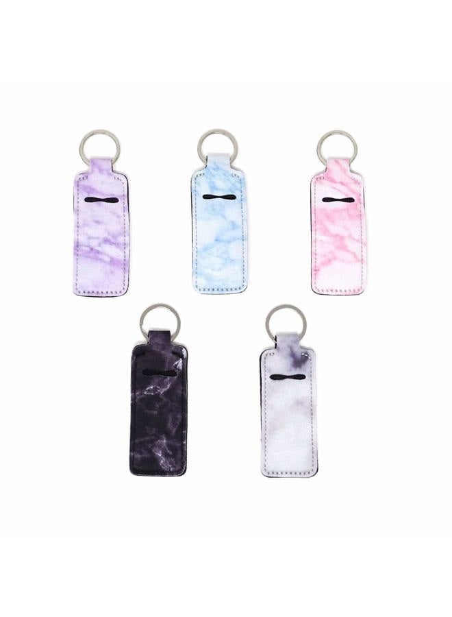 HONBAY 5PCS Marble Chapsticks Holder Pouch Cute Design Lip Balm Holders Lipstick Holder for Travel (5 Color) - Image 3