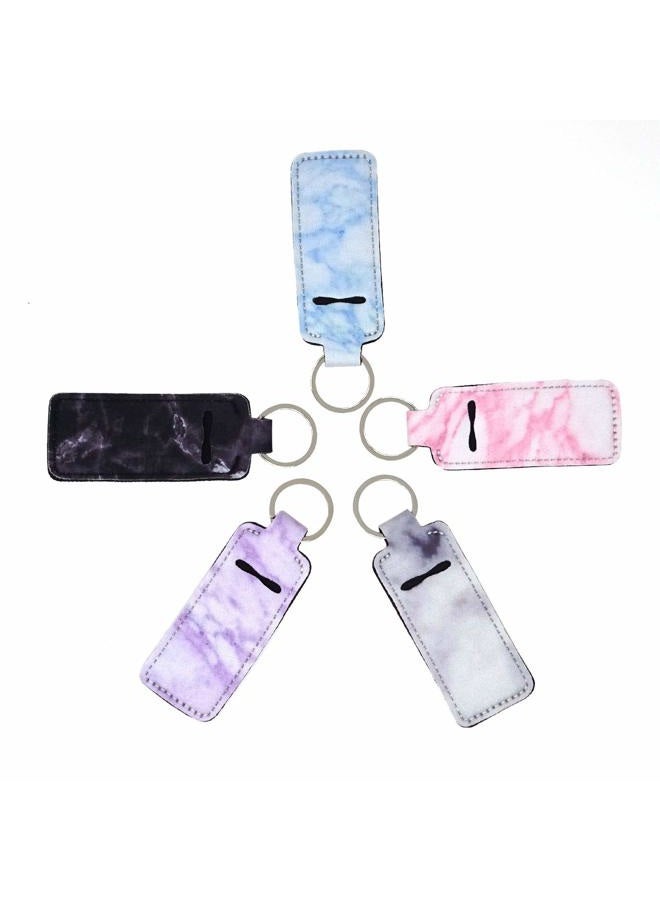 HONBAY 5PCS Marble Chapsticks Holder Pouch Cute Design Lip Balm Holders Lipstick Holder for Travel (5 Color) - Image 1
