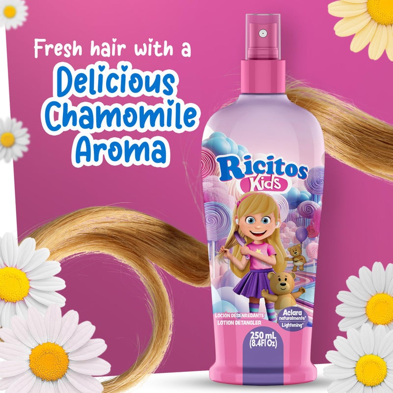 Grisi Ricitos Kids Chamomile Hair Lotion Leave-In Detangler, Natural Lightening Spray for Girls, Gentle Paraben-Free Formula for Easy Brushing, Knot-Free Hair, Soft Texture and Shine, 8.4 Fl Oz, Pack of 3 - Image 4