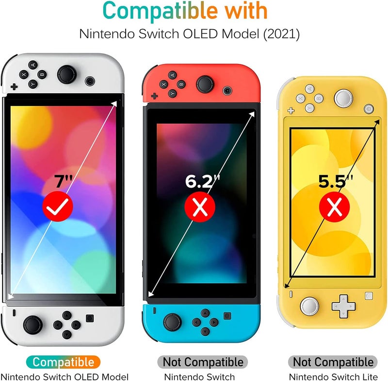 إيفولير حماية الشاشة ، عبوة مكونة من 4 قطع، متوافقة مع نموذج Nintendo Switch OLED 7'' لعام 2021، مزودة بأداة تحديد المواقع، فيلم حماية من الزجاج المقسى - خالٍ من الفقاعات الهوائية، قوة تحمل عالية جدًا (9H). - Image 2