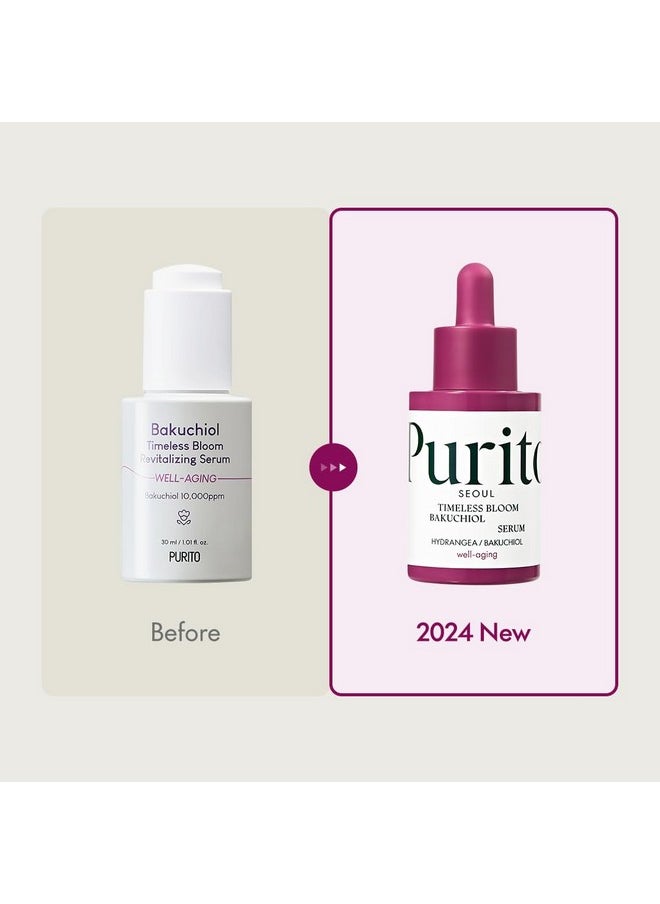 PURITO - Seoul Timeless Bloom Bakuchiol Serum Korean Jeju Hydrangea For Sensitive Skin Ampoule Fine Line Reduction Anti Aging Facial Serum For Face Kbeauty 30Ml 1Fl.Oz - Image 1