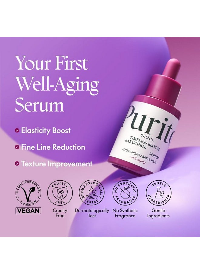 PURITO - Seoul Timeless Bloom Bakuchiol Serum Korean Jeju Hydrangea For Sensitive Skin Ampoule Fine Line Reduction Anti Aging Facial Serum For Face Kbeauty 30Ml 1Fl.Oz - Image 1