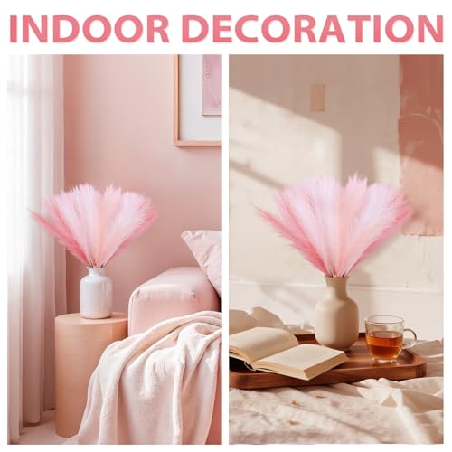 JOLYEAK 30pcs Pampas Grass Decor,21" Artificial Pompous Grass Bulk,Small Vase Filler Pompas Grass for Home Wedding Living Room Wall Party Decoration (White,Dark Pink,Light Pink, 21 Inch 30 Pcs) - Image 5