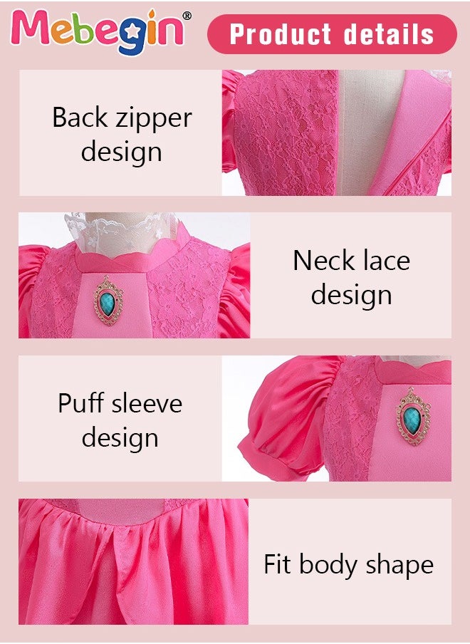 MEBEGIN Princess Dress Set with 7 PCS Accessaries, Gorgeous Princess Costume with Puff Sleeves, Elegant Princess Dress Up Costume for Girls, Great for Fancy Dress Parties, Birthdays, Prom Outfits and Cosplay Activities  - Image 5
