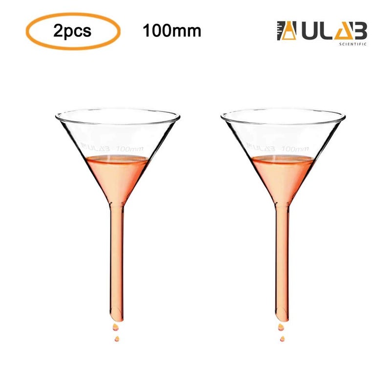 ULAB Scientific 100mm Glass Funnels, Short Stem Diameter 13mm, 3.3 Borosilicate Glass, Heavy Wall, Pack of 2, UGF1010 - Image 4