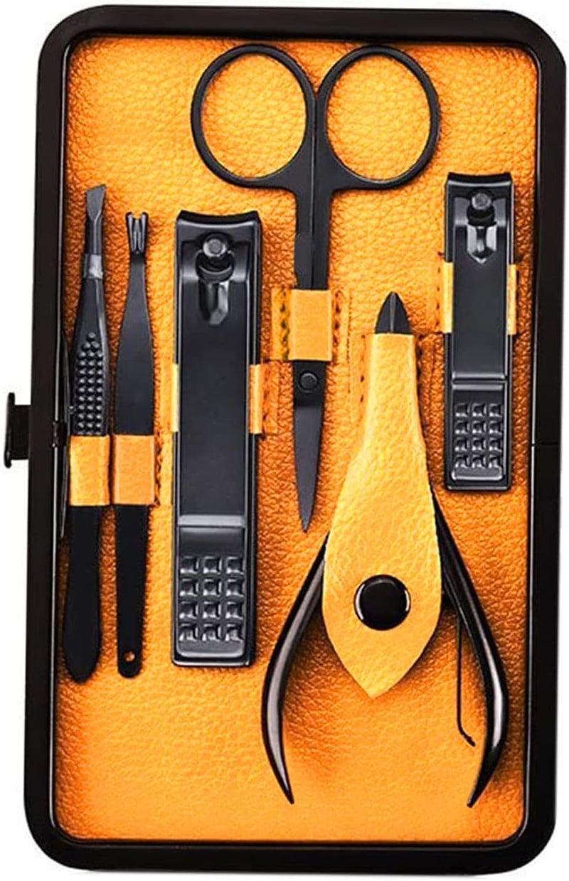 MARVELRY MARVELRY Manicure Set Nail Clippers Stainless Steel Nail Scissors Grooming Kit Acne needle Blackhead Tool Leather Travel Case Yellow - Image 2