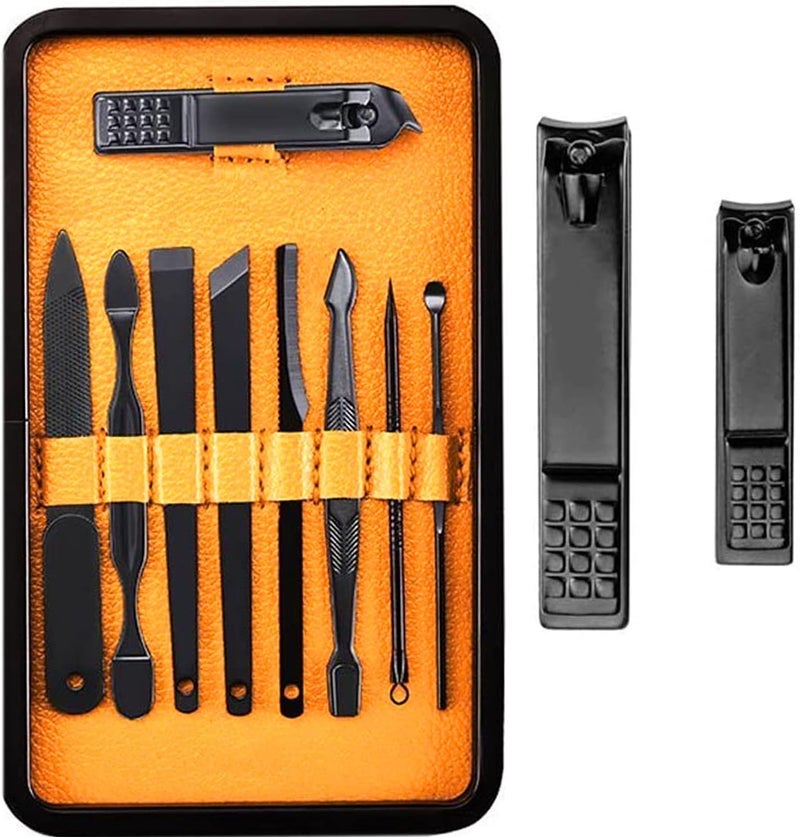 MARVELRY MARVELRY Manicure Set Nail Clippers Stainless Steel Nail Scissors Grooming Kit Acne needle Blackhead Tool Leather Travel Case Yellow - Image 3