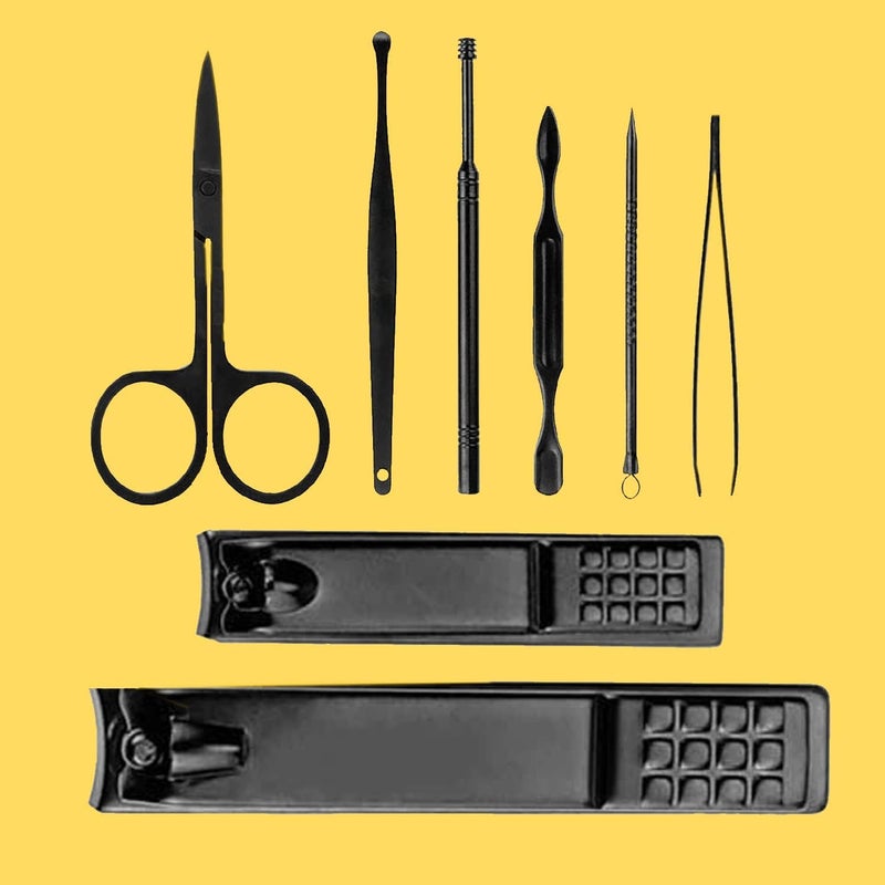 MARVELRY MARVELRY Manicure Set Nail Clippers Stainless Steel Nail Scissors Grooming Kit Acne needle Blackhead Tool Leather Travel Case Yellow - Image 4