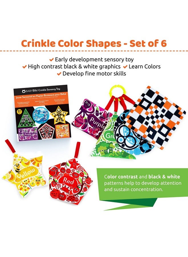 BabyBibi High Contrast Crinkle Paper Shapes - Baby Sensory Toys for Visual Development, Tummy Time - Crib, Stroller & Car Seat Crinkle Toys for Babies & Infants 3 Months+ - Image 3