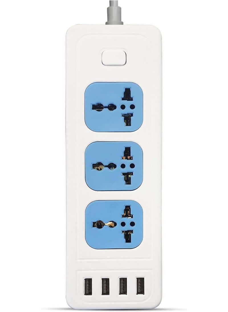 جي باور شريط طاقة للحماية من الحمل الزائد G-Power GP310 يحتوي على مقبس ذكي عالمي وأربعة منافذ USB مع سلك PVC بطول 2 متر 240 فولت كحد أقصى - أبيض - Image 1