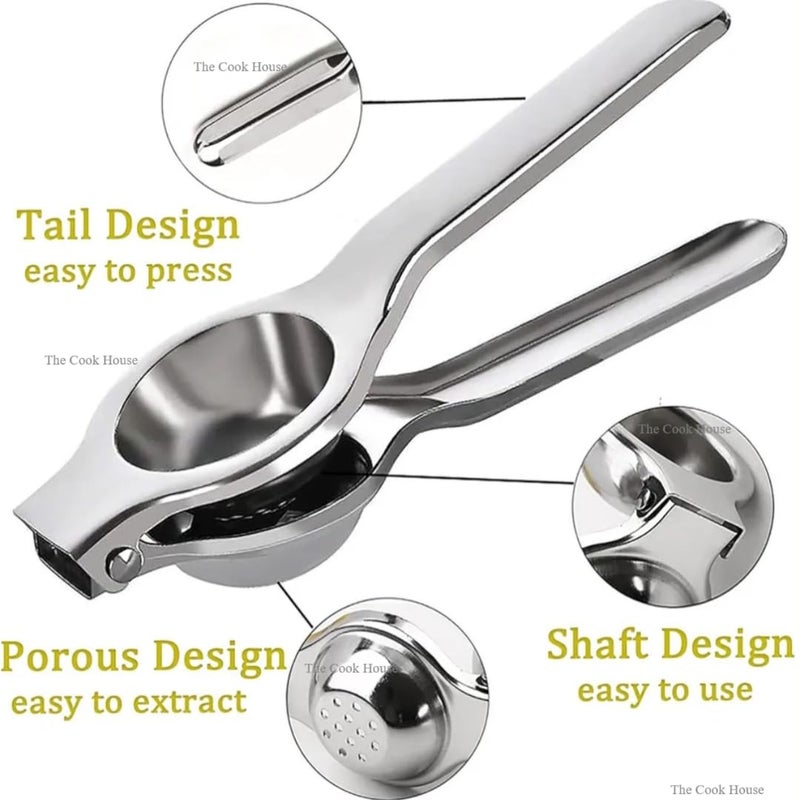 Lemon Squeezer Stainless Steel Easy to Use Lemon Juicer Squeezer Sturdy Easy to Clean Lemon Juicer Metal Lemon Press Juice Press Citrus Juicer Handheld Juicer Silver