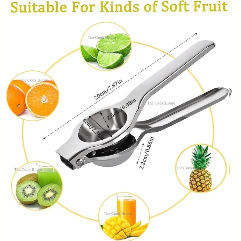 Lemon Squeezer Stainless Steel Easy to Use Lemon Juicer Squeezer Sturdy Easy to Clean Lemon Juicer Metal Lemon Press Juice Press Citrus Juicer Handheld Juicer Silver