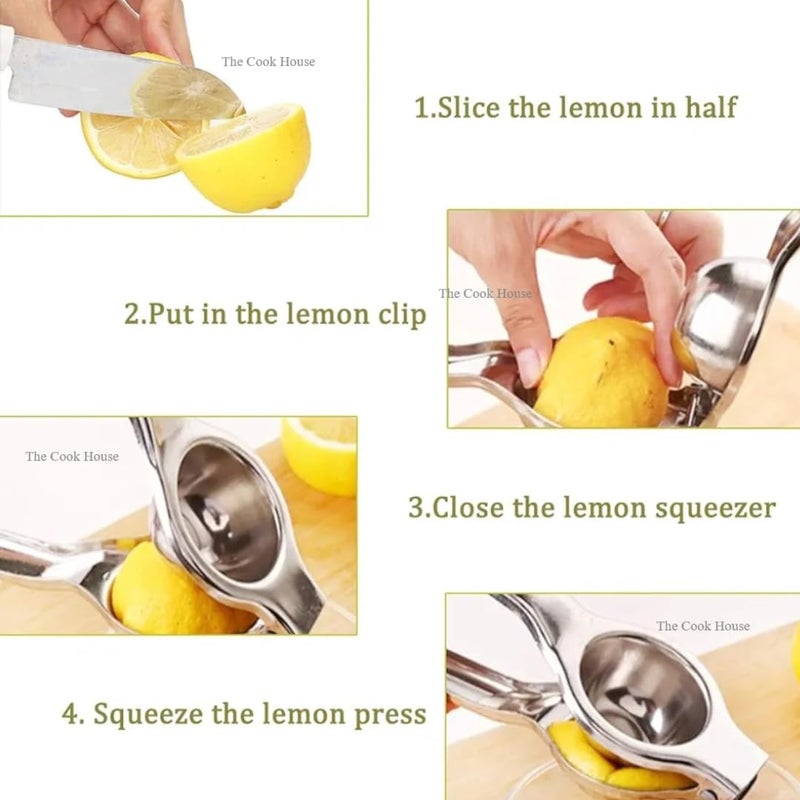 Lemon Squeezer Stainless Steel Easy to Use Lemon Juicer Squeezer Sturdy Easy to Clean Lemon Juicer Metal Lemon Press Juice Press Citrus Juicer Handheld Juicer Silver