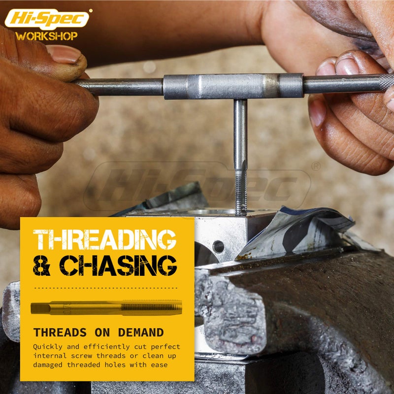 Hi-Spec 39pc Metric Tap & Die Set. Complete M3 to M12 Tapping and Threading Tools with Tap Wrench & Screw Pitch Gauge Accessories - Image 4