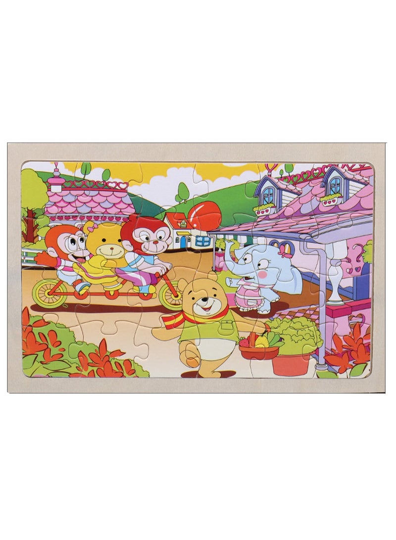Children's Educational Wooden Cartoon Series Jigsaw Puzzles Suitable Gift Bag Pack - Image 1