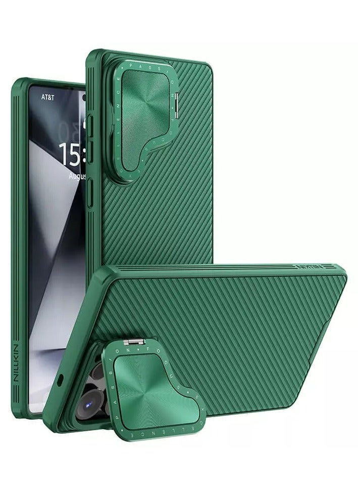 Nillkin CamShield Prop Case for Samsung Galaxy S24 Ultra - Dark Green, Lens Protection Cover with Built-In Stand and Anti-Drop Airbags - Image 2
