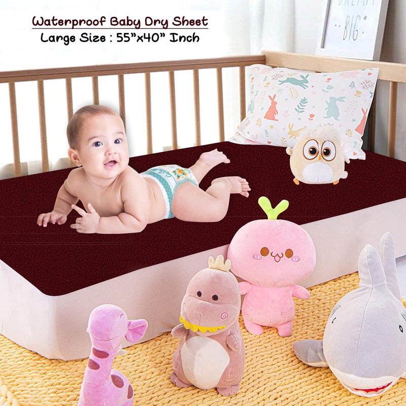Dream King Waterproof Quick Dry Sheet for Baby| Bed Pad Anti-Piling Fleece Extra Absorbent Washable Matress Protector| Baby Bed Protector - Size Small 50X70 Cm (Maroon) - Image 2