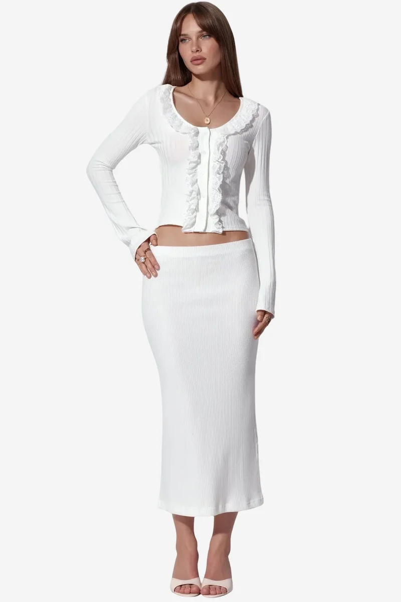 Busem BUSEM Ribbed Elastic Midi Skirt