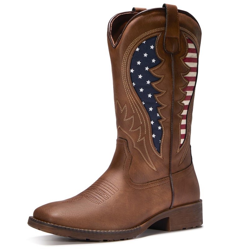 TruVeld Cowboy Boots for Men Square Toe Extra Tough Country Boots Botas Vaqueras para Hombre Botas de Hombre Texanas - Image 1