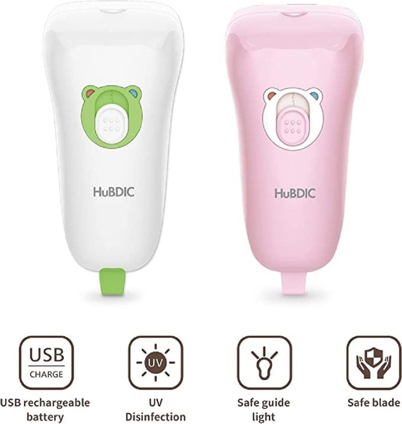 Hubdic HubiBaby Baby Nail Trimmer Electric Nail File Baby Nail Clippers Safe 2 Speed Trimmer with Skin Guard Rechargeable and Portable Safe for Newborn Infant Toddler and Adults White - Image 3