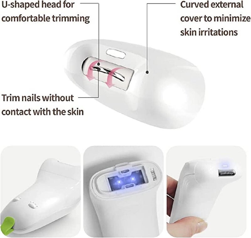 Hubdic HubiBaby Baby Nail Trimmer Electric Nail File Baby Nail Clippers Safe 2 Speed Trimmer with Skin Guard Rechargeable and Portable Safe for Newborn Infant Toddler and Adults White - Image 5