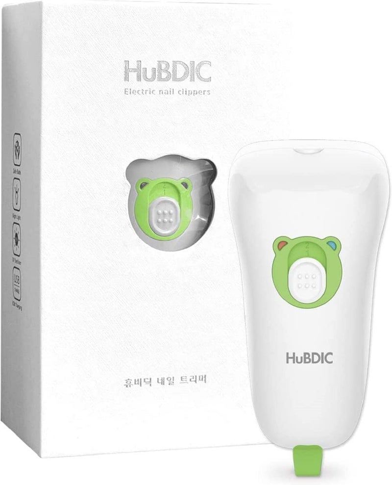 Hubdic HubiBaby Baby Nail Trimmer Electric Nail File Baby Nail Clippers Safe 2 Speed Trimmer with Skin Guard Rechargeable and Portable Safe for Newborn Infant Toddler and Adults White - Image 1