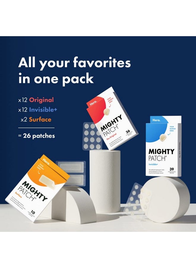 Mighty Patch - Ighty Patch Variety Pack From Hero Cosmetics Hydrocolloid Acne Pimple Patches For Covering Zits And Blemishes Spot Stickers For Face And Skin Veganfriendly And Not Tested On Animals (26 Count) - Image 1