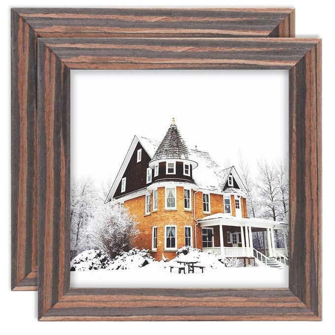 PICTURE FRAMES 4X4 EBONY WOOD GRAIN NATURE SOLID WOOD 2 PACK FOR WALL MOUNT AND TABLETOP DISPLAY
