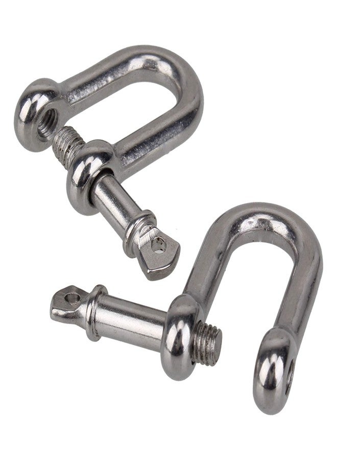 BQLZR BQLZR Silver Chain D Rigging Shackle for Boat 1/4" 304 Stainless Steel Dee Type Pack of 2 - Image 2