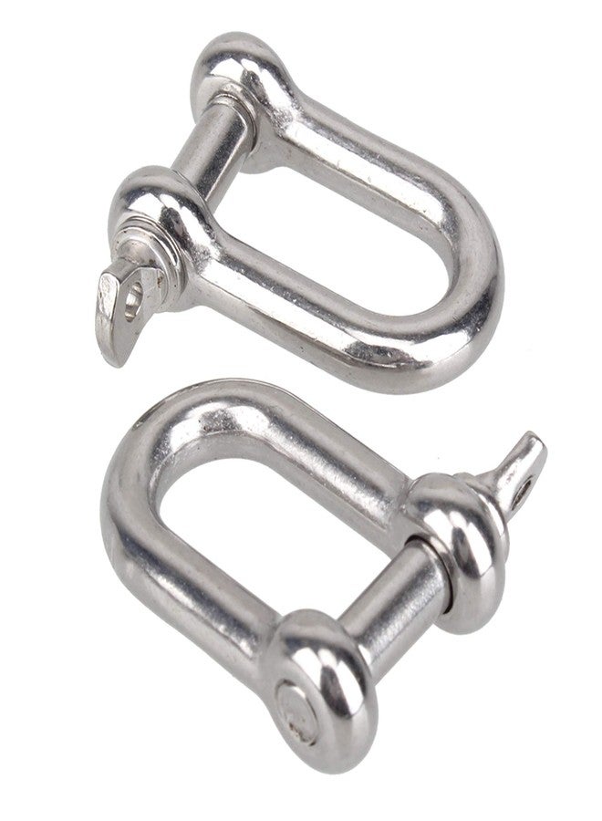 BQLZR BQLZR Silver Chain D Rigging Shackle for Boat 1/4" 304 Stainless Steel Dee Type Pack of 2 - Image 1