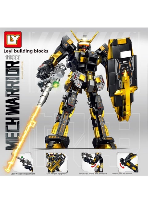 Compatible With Lego Mecha Gundam Semi-mechanical Model Puzzle Assembled Small Particles Children Toy Ornaments Gift-Color:11033 Black Gold Mecha [665 Particles]]